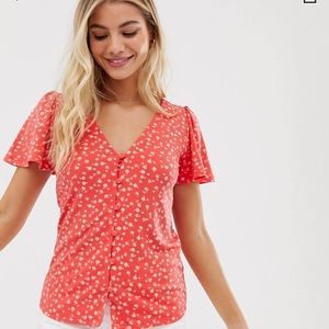 NWOT Oasis ASOS Red Floral Shirt